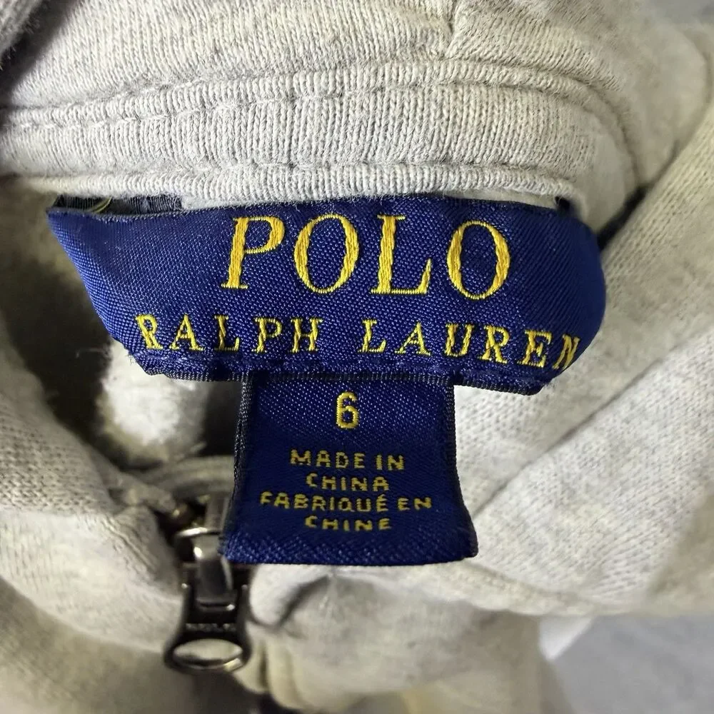 Polo Ralph Lauren Boys Gray Polo Bear Full Zip Hoodie Sweatshirt Boys Size 6